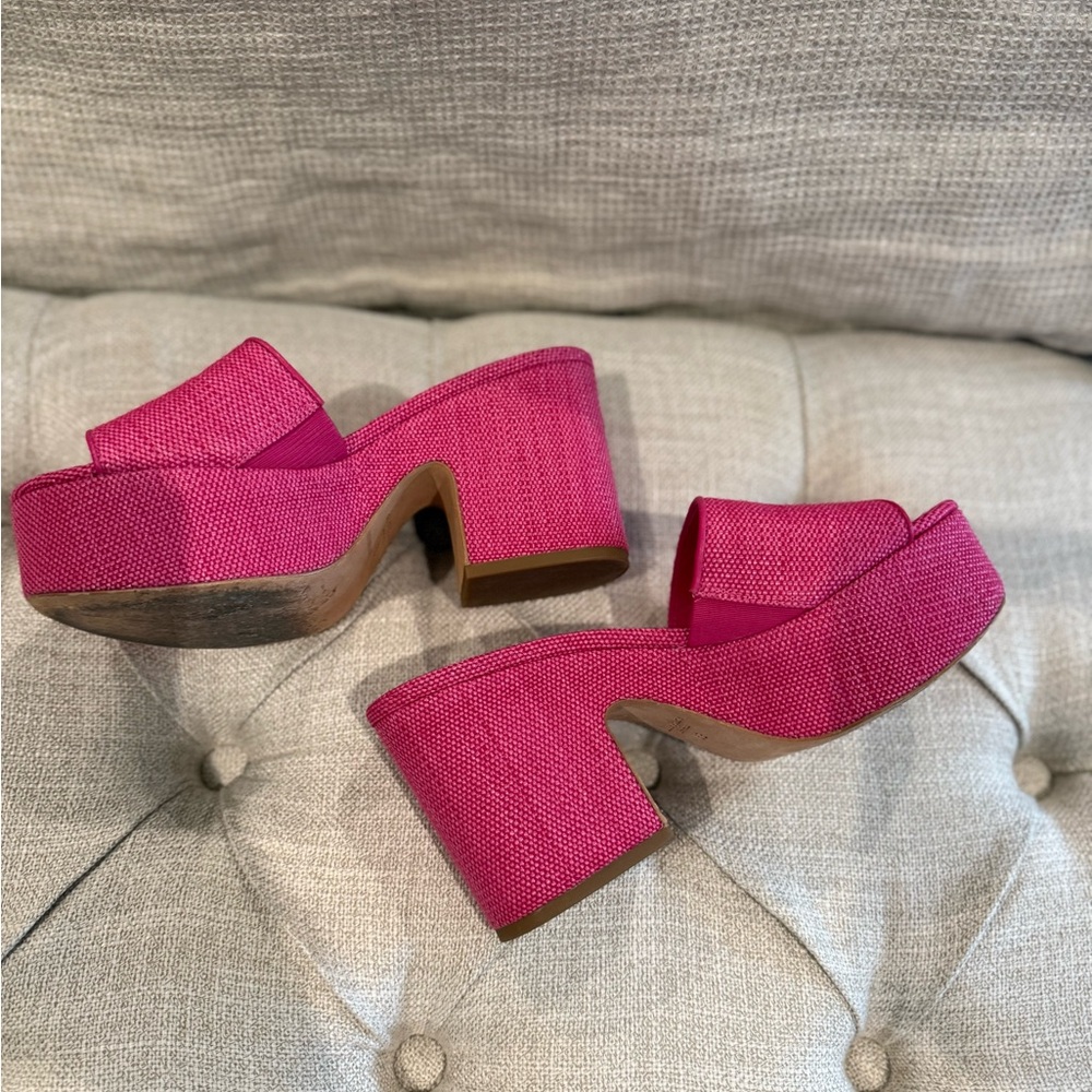 kate spade Fuchsia Textured Block Heel Slide Sandals - Picture 4 of 6